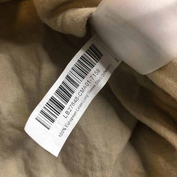 Quince Shirt Mens Large Beige Oatmeal 100% Linen Flax Long Sleeve Button - Picture 8 of 10